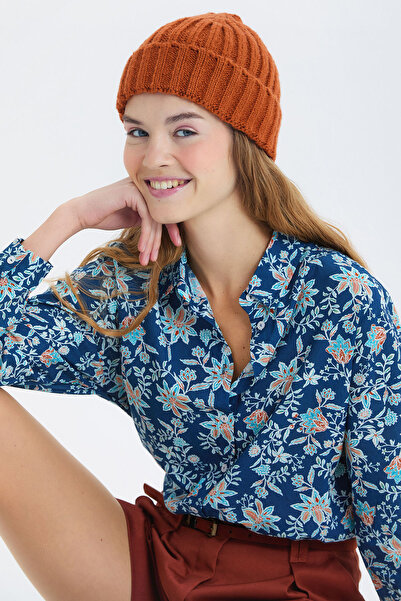 Clandestino Knitted Folded Unisex Winter Beanie Cinnamon