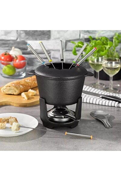 Kinghoff Set fondue, pentru branzeturi, ciocolata, cu 6 furculite, din fonta,