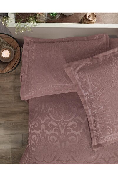 Lady London Elizabeth Nakışlı Şönil 3 Parça Çift Kişilik Yatak Örtüsü-Gül Kurusu Rengi