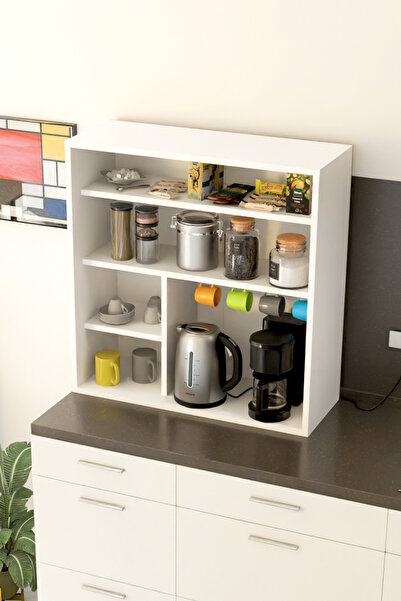 interGO KABİ Kahve Köşesi Çok Amaçlı Raf Tezgah Üstü Raf Organizer