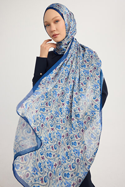 ipekistanbul Aurora Patterned Janjan Shawl - Ethnic Spring - Blue
