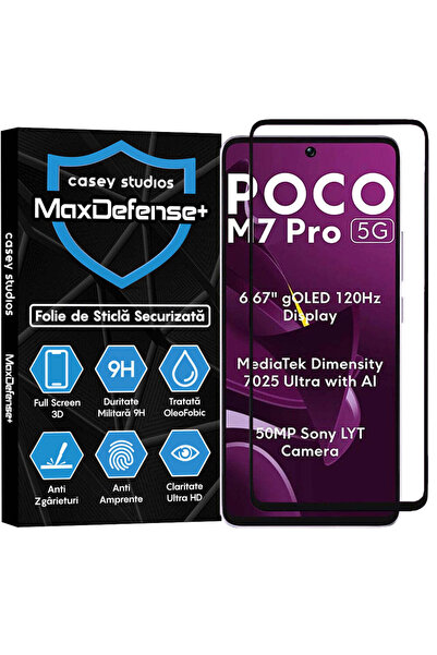Casey Studios Folie Sticla Xiaomi Poco M7 Pro 5G, Full Cover 3D, HD, Anti Zga...