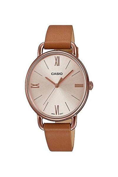 Casio Women's Enticer Rose Gold-Toned Analog Leather Watch - LTP-E414RL-5ADF