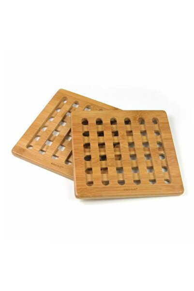 Kinghoff Set of 2 hot pot holders, made of bamboo, square, 20x20x1.2 cm
