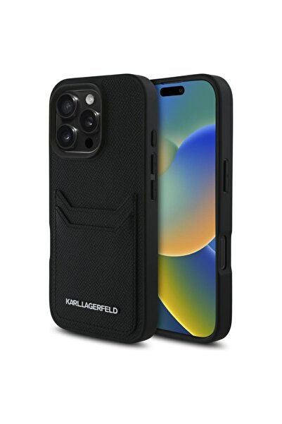 Karl Lagerfeld Case for IPhone 16 Pro Max, Hardcase Leather, Black
