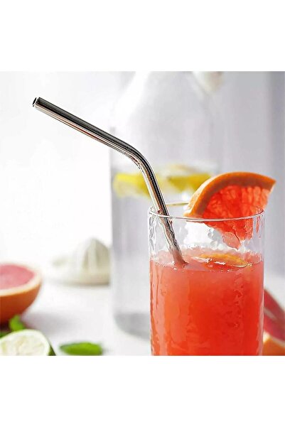 Kinghoff Set of 8 reusable stainless steel drinking straws,