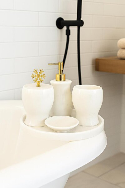 Modestmar White Marble Bathroom Set - Classic 5-Piece Set