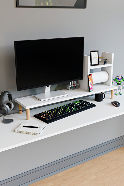 interGO Seto Monitör Yükseltici, Ekran Yükseltici, Masa Üstü Organizer, Rulo Havlu Takılabilir