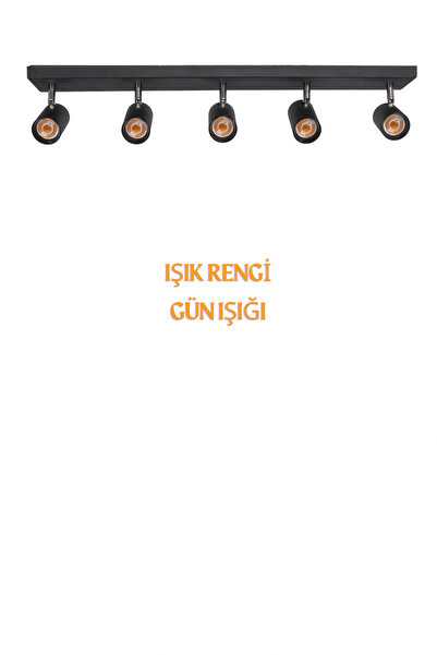 Turanconcept Spot Avize 360 Derece Dönebilen Modern Pratik Başlıklı Sıralı 5'li Siyah Avize (GÜN IŞIĞI)