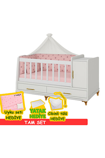 Bygolden Avangard Gold Büyüyen Bebek Beşikleri Dolaplı,sallanır Herşey Dahil Set