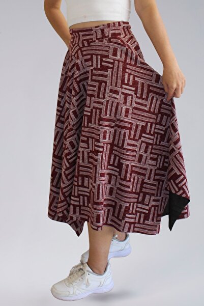 BNZ TEKSTİL Seasonal Bohemian Skirt - Seasonal Ecrin Fabric Asymmetric Star Model Women's Skirt