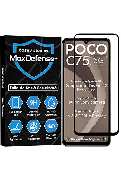 Casey Studios Folie Sticla Xiaomi Poco C75 5G, Full Cover 3D, HD, Anti Zgarie...