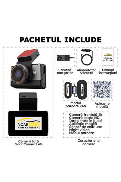 Noar Auto Noar Connect 4G Dash Camera (SIM) + 128GB Card Gift - Remote Monitoring