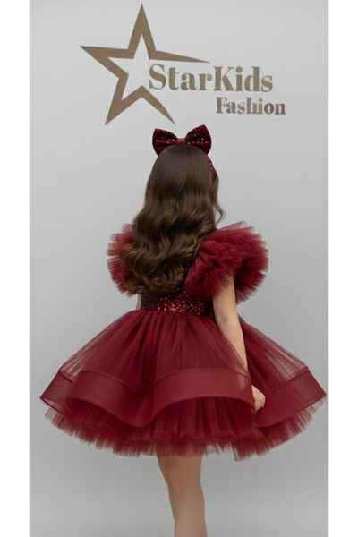 Star Kids Girls' Burgundy Sequin Tutu Dress,Girls' Party Dress