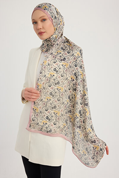 ipekistanbul Aurora Patterned Janjan Shawl - Ethnic Spring - Powder