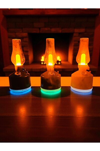 FAMEMUS ACCESSORY Gaz Lambası Görünümlü Hem Gece Lambası Hem Hava Nemlendiric...