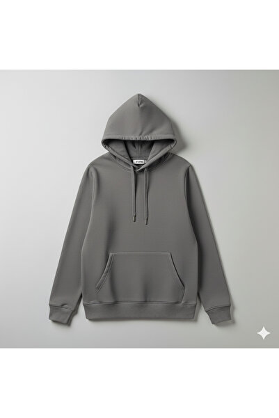 KVİNS سويت شيرت للجنسين قصة فضفاضة 3 Thread Ş مبطن بالصوف من القطن بجيب كنغر ...