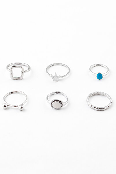 Sortie Aksesuar مجموعة خواتم مكونة من 6 قطع من مينا مع التاج الملكي والشكل ال...