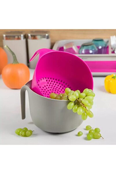 KASSEL Bowl with removable strainer, 23cm, pink, gray,