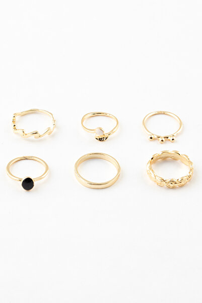 Sortie Aksesuar مجموعة خواتم مكونة من 6 قطع بتصميم زخرفي على شكل أوراق الشجر ...