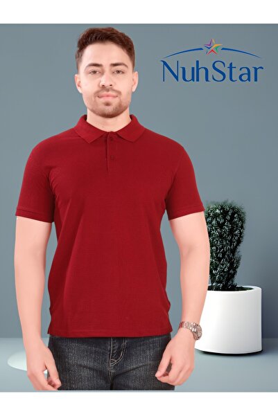 NuhStar Men's Classic Premium Cotton Short Sleeve Polo Shirt, Maroon, Comfortable, Classic