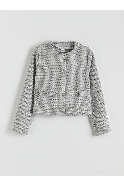 LC Waikiki Vizyon New Season Plaid Tweed Jacket for Girls