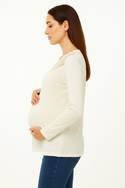 MEGHAN L.A Maternity Lace Detailed Soft Stretchy Fabric Blouse