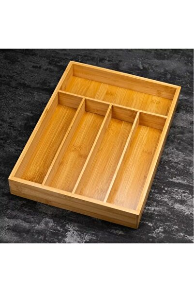 Kinghoff Bamboo cutlery box for drawer, 5 compartments, 35.5x26.5 cm