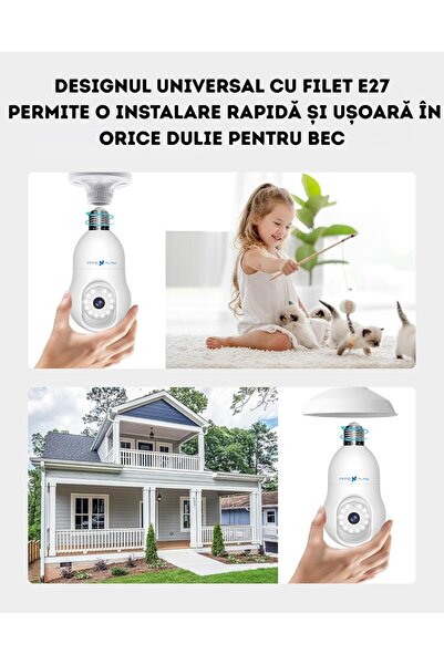 NITOPLAY Nitoplay® Q3 Pro Surveillance Camera, E27 Socket Mounting, Full HD, Wifi, Night Vision