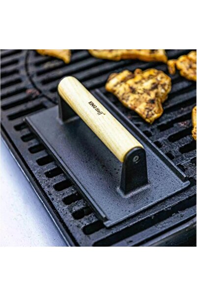 Kinghoff Rectangular meat press for hamburgers, made of cast iron, 21 x 10.8 cm,