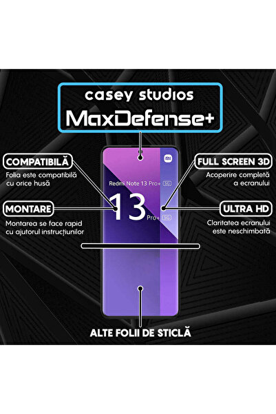 Casey Studios Xiaomi Redmi Note 13 Pro Plus Case, Full Cover, HD, Anti Scratch, Anti Shock, Black Edges