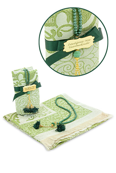 ihvan online Hediyelik İsme Özel Plakalı Tesbihli Mevlüt Seccade Seti Yeşil