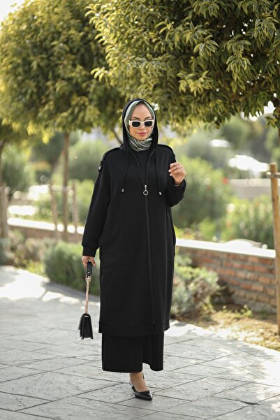 NS Moda Hijab Epaulet Suit Black