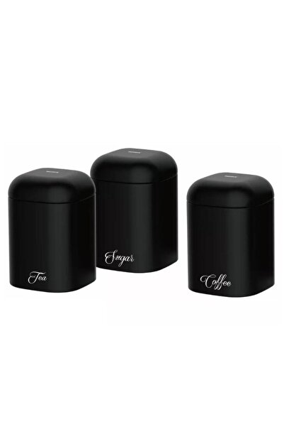 Klausberg Set of 3 containers, black for coffee, tea, sugar,