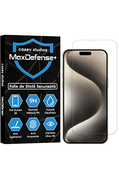Casey Studios Folie Sticla iPhone 15 Pro Max, Full Cover 3D, Ultra HD, Anti Z...