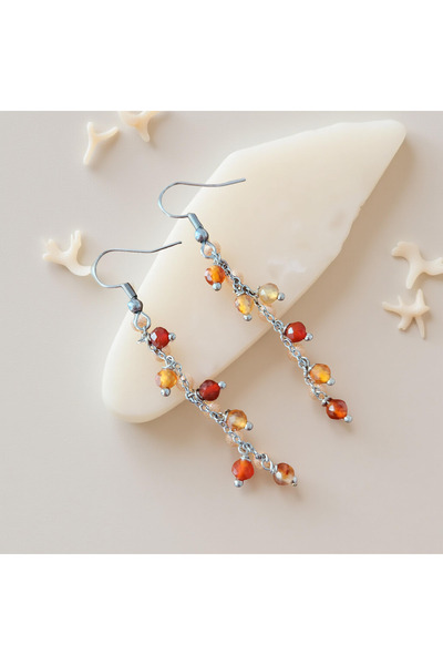 Home أقراط طويلة من الفولاذ مرصعة بحجر العقيق الكارنيول