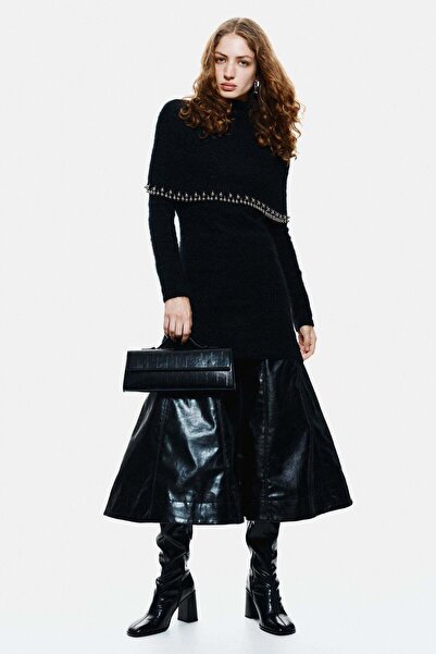 H&M Bead-trimmed mohair-blend dress