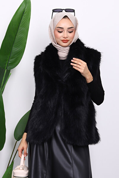 İmajButik Black Lined Fur Vest