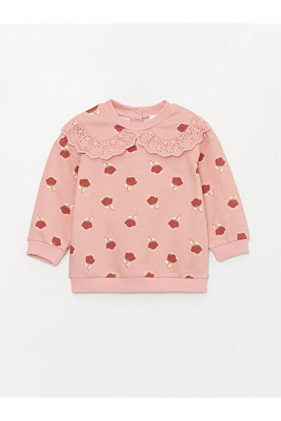 LC Waikiki Lcw Baby Pink Peter Pan collar Baby Girl Sweatshirt and Leggings 2-Piece Set