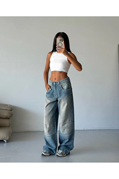 Weekeep Унісекс-дизайн джинсові штани з вставками