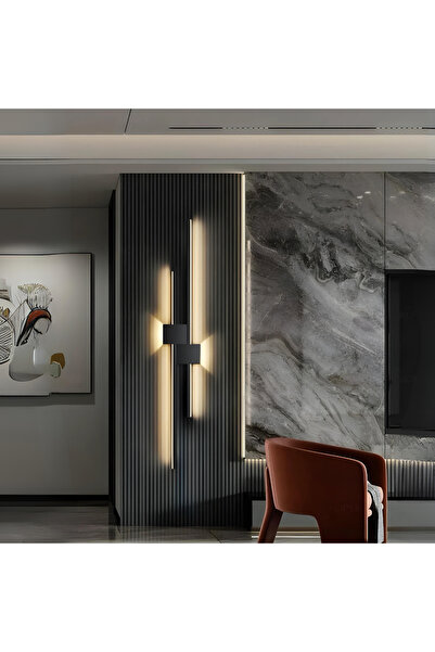 RFAN Lampă de perete LED, model B199-2, 3 tipuri de lumină, 42W, neagră