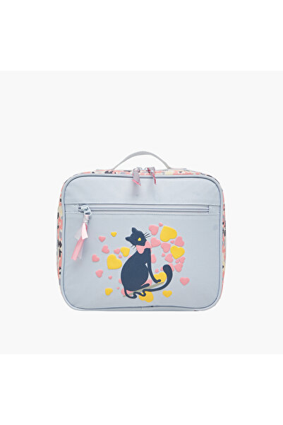 Juniors حقيبة غداء بطبعة قطة مع سحاب للإغلاق