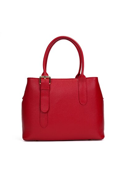 Posete Fagaras Sofia Leather Purse - Red, 2 Compartments, 3 Pockets, Adjustable Strap 118 cm