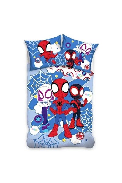 Almido Set de lenjerie de pat pentru copii, Spiderman, husă de pilotă și față...