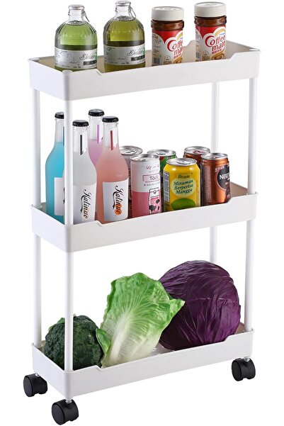 Lawazim 3-Tier Plastic Shelf - White, 40 x 15 x 64 cm