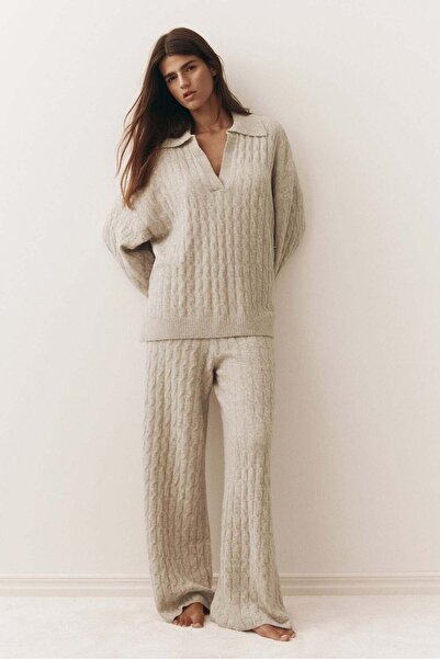 H&M سترة بولو محبوكة بالكابل