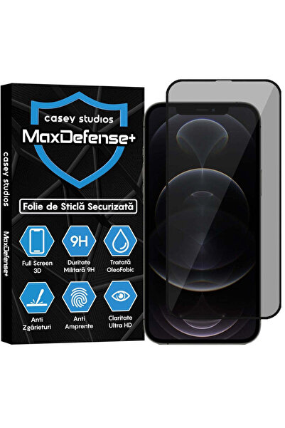 Casey Studios Folie Sticla Privacy iPhone 12/12 Pro, Full Cover 3D, Ultra HD,...