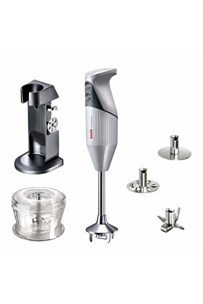 Bamix Bami̇xm200 Deluxe Hand Blender Set with Lifetime Engine Warranty (20cm Immersion Depth) 3 Blades White Gray