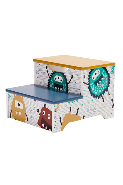 GINGER HOME Two-step stepladder with storage space made of MDF Monster wood