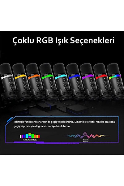 Yanmai Q1 Dinamik RGB Podcast Mikrofon